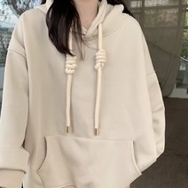 [랜덤플레이] 루즈핏 베이직 무지 스트릿 로프 후드티