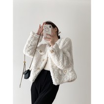 ANYOU 겨울 여성 도톰 라운드 패딩 양털자켓