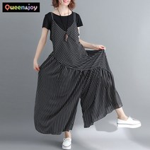 퀸앤조이 미녀77 찰랑 스트라이프 뷔스티에 점프수트***판매자 퀸앤조이***