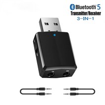 CMAOS-USB 블루투스 5.0 송수신기 3 인 1 EDR 어댑터 동글 3.5mm AU, 01 3-IN-1-Black, 01 블루투스 v5.0