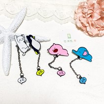 [인포켓주] zz 졸고있는 펭귄 고양이 코끼리 돼지 동물 체인 고퀄리티 뱃지 / 캐릭터 브로치 책가방 뱃지