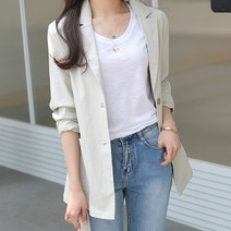데일리앤 여성용 스탠드 린넨 자켓