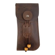 Saddle & Hide Co. 풀 그레인 가죽으로 수작업으로 제작된 안경 케이스 선글라스를 안전하게 보관 내구성이 뛰어나고 부드러운 여행 액세서리 - 버번 브라운 버번 브
