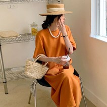 코튼 롱 냉장고 77사이즈 주수 통 여름 원피스 빅사이즈 아방한 박스형 시원한 SY