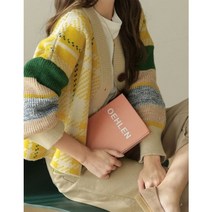 산뜻한봄컬러코디하기좋은유니크여성니트체크가디건