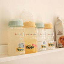 요구요구 고온세척가능 빨대물병 460ml, 옐로우