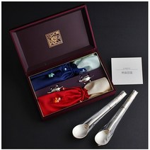 원앙 24K 금부 은수저 99% 2벌+거북받침+케이스+주머니+보자기 부부 커플 혼수 예단 신혼 명품 은수저세트 은혼식 부모님 생신 선물, 실버보자기