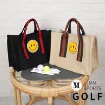 여성 SMILE 캔버스 골프 볼 파우치 손가방 골프 토트백, 블랙