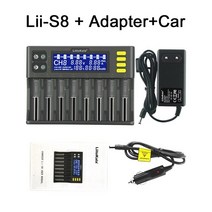 LiitoKala Lii-S1/S2/S4/S6/S8 LCD 배터리 충전기 리튬 이온 3.7V 18650 26650 21700 20700 17500 14500 1.2V NiMH Li, [09] Lii-S8 - Adapter, [02] EU