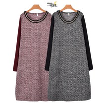 마마걸 해린본배색OPS 빅사이즈여성의류 빅사이즈원피스 큰옷원피스 중년여성원피스 큰사이즈 엄마옷 77 88 40대여성 50대여성의류 빅사이즈블라우스