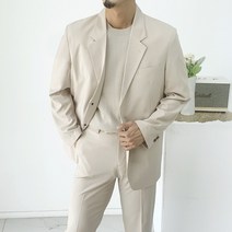 구김없는 여름 쿨링 루즈핏 자켓 세미와이드 슬랙스 캐주얼 수트 셋업_컬러_(5color)
