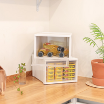 1+1 자취방 짐정리 폴딩 리빙박스 (중) 팬트리정리 거실꾸미기 수납함 수납, 화이트