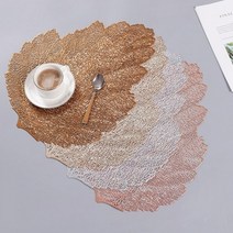 우드테이블매트 식탁매트 테이블데코 나뭇잎 매트우드테이블매트 원목식탁매트 원목식탁유리 테이블데코 식탁데코 식탁방수매트 테이블장식 식탁플레이팅 대리석식탁매트 원형테이블매트, 실버