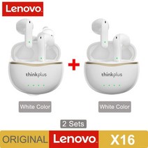 레노버 X16 헤드폰 블루투스 2022 TWS 무선 이어 버드 스테레오 스포츠 후크 이어폰 듀얼 HD 마이크 5.2 신제품, X16 2PCS White