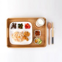 트래블앤쿡 골드림 4절 도자기 나눔식판 디저트 혼밥 식판 다이어트식판, 화이트 1개