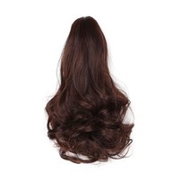 여성 굵은 웨이브 곱슬머리 포니테일 가발 자연스러운 부분가발 걸리쉬 여자가발, 단일사이즈, 레드브라운