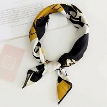 에이치플러스몰 시크한 미니 실크 스카프 옐로우블랙패션잡지