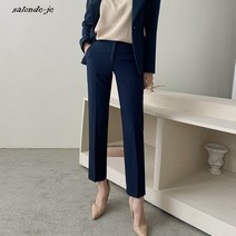 봄 가을 여성 정장바지 슬림 일자 9부 팬츠 키작녀바지 네이비슬랙스