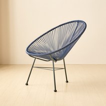 피카소 뉴코드체어 + 쿠션세트 아카풀코 PP라탄 야외 테라스 카페 발코니, 뉴코드체어-딥블루+쿠션세트 블랙