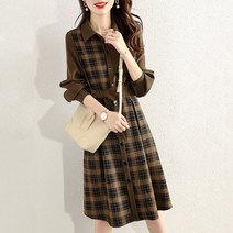 요모조모 1476 체크 셔링 카라 원피스