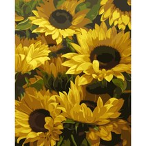 (물감 3배) 모모픽스페인팅 빅사이즈 액자 풍성한 해바라기 대형75x60cm DIY 명화그리기 유화 세트 큰칸 그리기쉬운
