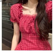 VSYOY 리본 라즈베리 벌룬 원피스