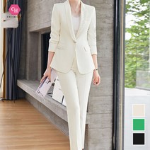 시크힐즈 진주 포인트 원버튼 바지 정장 세트 00036