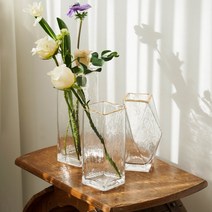 리빙앤트 빈티지꽃병 인테리어소품 투명화병 사각유리화병, 다이아(대)