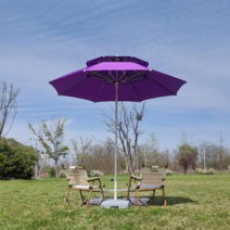 국산 이단파라솔 높낮이파라솔 감성 캠핑파라솔 대형파라솔 꺾임파라솔 우드파라솔 이층파라솔, 갈색, 화이트