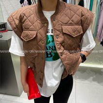 나라라오리 퀼팅 누빔 조끼 아우터