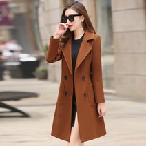 더블 코트 자켓 모직 턴다운 칼라 가을 슬림 카키 블랙 모직