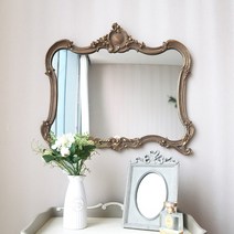 픽홈 엔틱 루아르 빈티지 카페 인테리어 화장대 욕실 실버 골드 벽거울, 빈티지 골드
