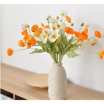 양귀비 한송이 꽃다발 인테리어 소품 흐드러진 조화 장식 꽃장식 셀프 백일상 돌상 엄마표, 양귀비_주황
