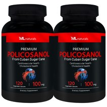 2병 [미국빠른직구] 신제품 마이라이프 내추럴스 고함량 쿠바산 폴리코사놀 100mg 120정(총지방족 95%/옥타코사놀 60%)(8개월), 120정, 2개