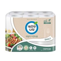 깨끗한나라 데일리 키친타올 그린패키지 130매, 6개