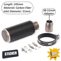 오토바이 슬립 온 배기 파이프 DB 킬러 이스케이프 모토 유니버설 51mm 60mm 머플러 혼다 야마하 스즈키 가와사키 베넬리, N-51mm-S.c sticker