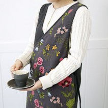 플로라 린넨 랩 원피스 앞치마 빅사이즈앞치마, 차콜