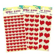 스쿨샘 모양 부직포 펠트스티커-하트 빨강색 10mm