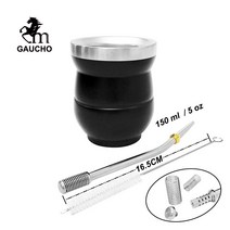 다도 티팟 세트 Yerba 메이트 키트에는 스테인레스 조롱박 컵 5 온스 및 밀짚 Bombilla 브러시 포함 숙녀와 특별, 02 MB006-165S