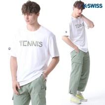 케이스위스 [케이스위스(K-SWISS)] 윔블던 테니스로고 라운드 반팔티셔츠