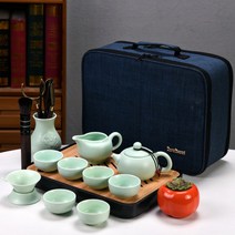 1인 다기 세트 여행용 휴대용 보이차 녹차 전통 찻잔 자사호 다도 대나무 차판 이효리, AX, 1개