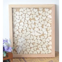 코인방명록 행사방명록 돌잔치 하트 퇴직선물 웨딩 연회장 우드 손도장 코인 스몰 방명록, 35x50cm 소나무 액자 오리지널 우드 컬러