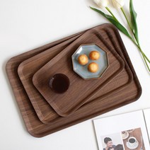 우드 나무 사각 트레이 쟁반 대형, 월넛