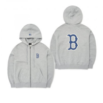 MLB 엠엘비 베이직 빅로고 기모 후드집업 보스턴 레드삭스 멜란지그레이 3ATRB0426