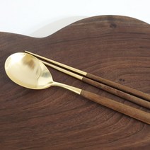 소코데코 골든벨 메이플우드 블랙 화이트 부부 수저세트 골드 실버 백화점 커트러리 40종, 10.골드 숟가락
