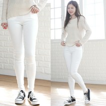 [스타일샵간지] 베이직 무지 면스판 스키니팬츠-화이트 26~27