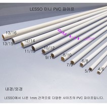 (1m) LESSO 산킹 규격 미색 미니 파이프 (외경﻿16mm 15mm 14mm 13mm 12mm 11mm 10mm 9mm 8mm 7mm 6mm) 16/19 18/20, 1개