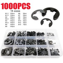 5801000pcs 와셔 m1.2 m15 블랙 카본 또는 스테인레스 스틸 외부 고정 링 e 클립 스냅 서클립 샤프트 키트 용 와셔, 1000pcs 스테인리스
