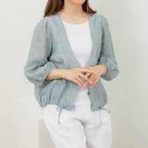 미즈스토리 퍼프소매 밑단스트링 린넨 가디건 (2color)
