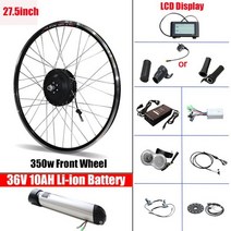 부릉이 가성비 고성능 클래식 배달용 전기자전거 변환 키트 36V 350W eBike 36V10AH MTB 도로 전면 후면 브러시리스 허브 모터 리튬 배터리, 27.5 인치 전면 LCD, 중국